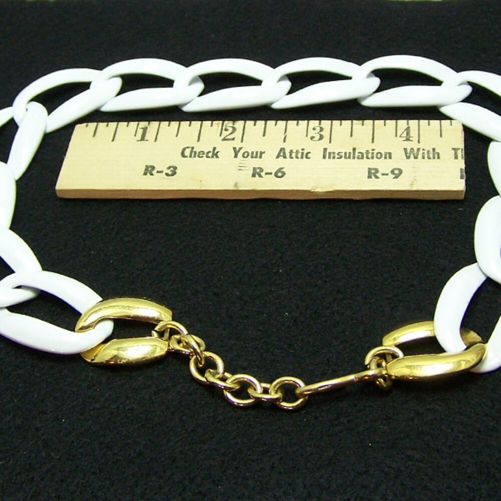 VTG-Monet 1990's White Enamel Large Link Choker. 16" - Picture 3 of 5